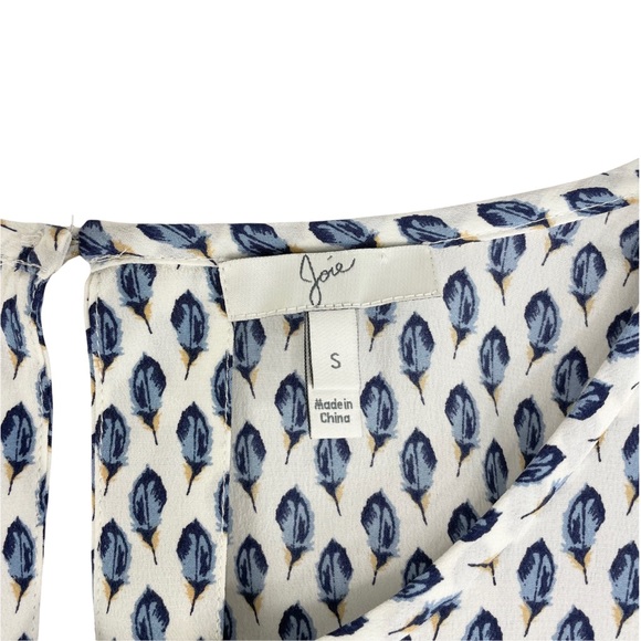 Joie 100% silk feather print blouse top Sz S - Picture 4 of 6